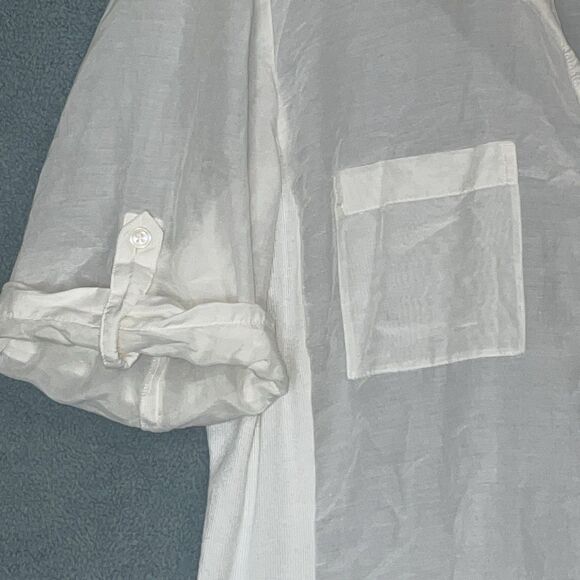 Ann Taylor Blouse Womens 16 White Silk Blend Button Up Long Sleeve Old Money - Picture 7 of 9